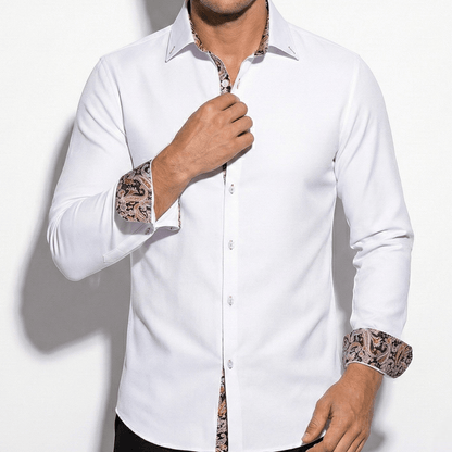 Camisa Vestir Hombre Algodón Slim Fit Manga Larga