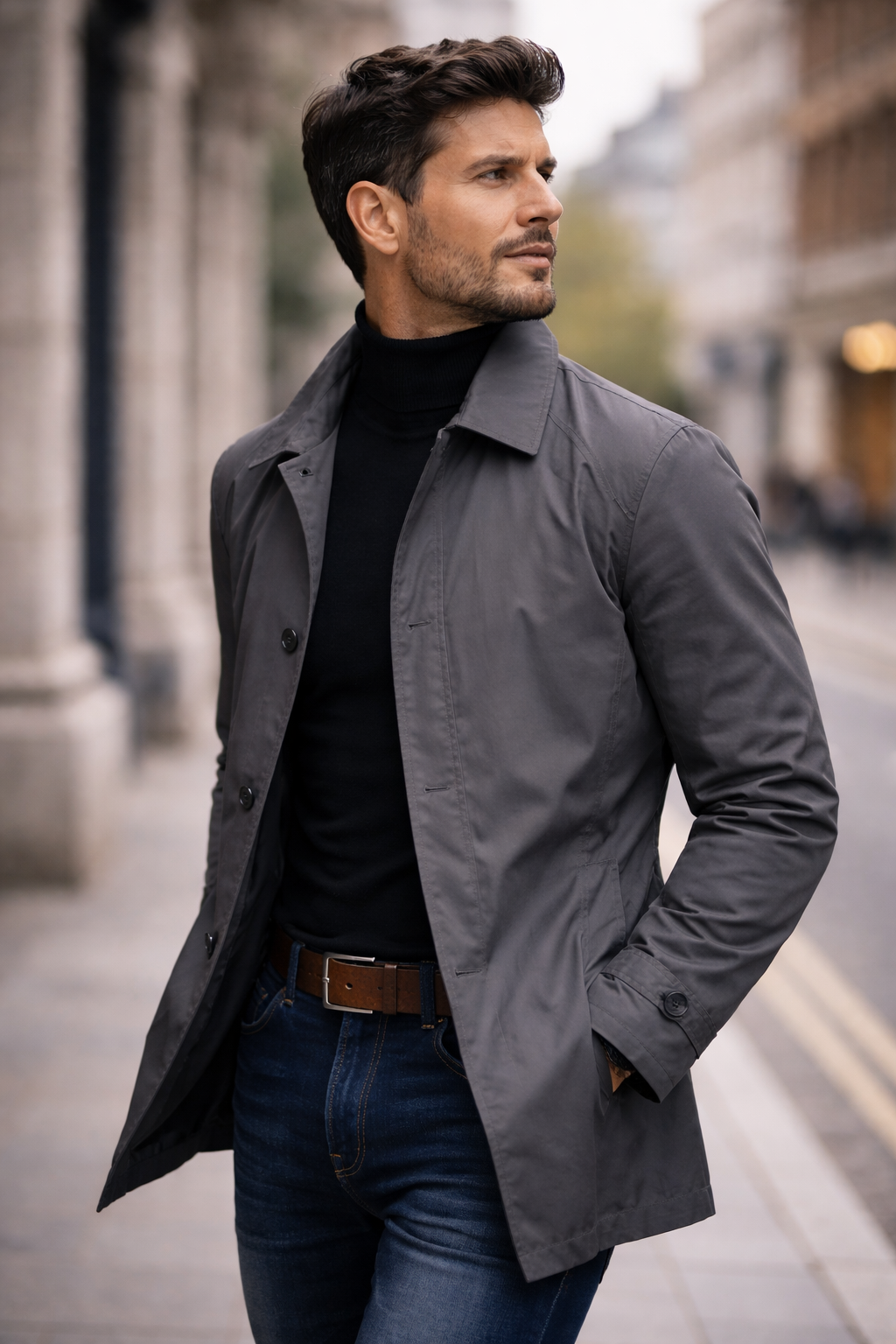 Abrigo Hombre Elegante Corte Clásico