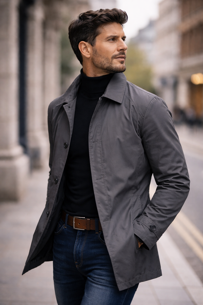 Abrigo Hombre Elegante Corte Clásico