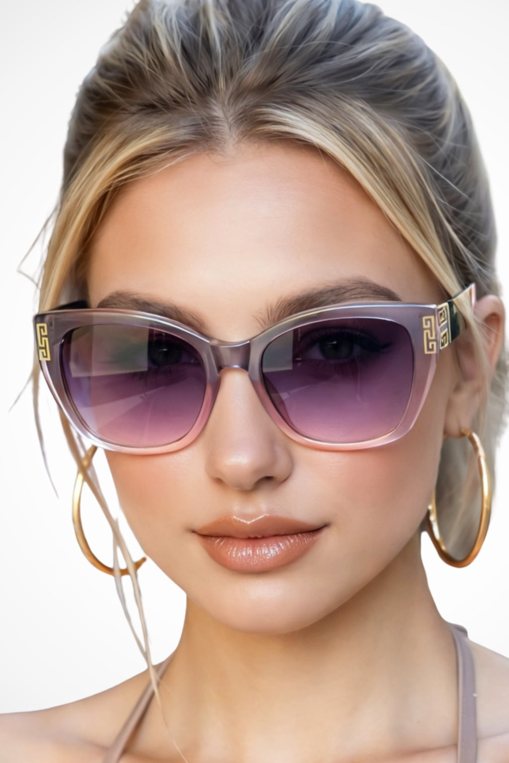 Gafas de Sol Mujer Estilo Gato Detalle Metálico Lente Degradada