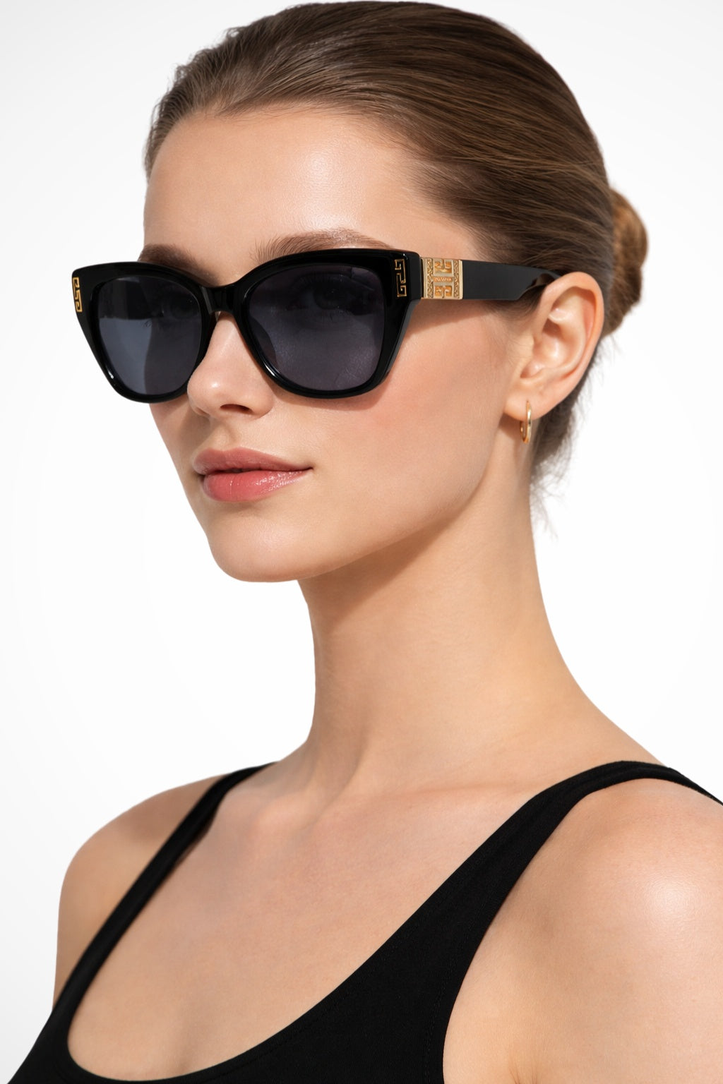 Gafas de Sol Mujer Estilo Gato Detalle Metálico Lente Degradada