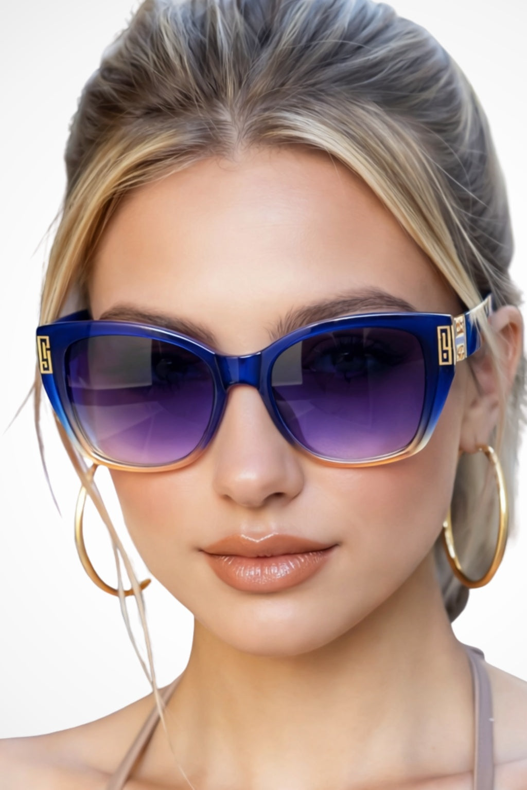 Gafas de Sol Mujer Estilo Gato Detalle Metálico Lente Degradada