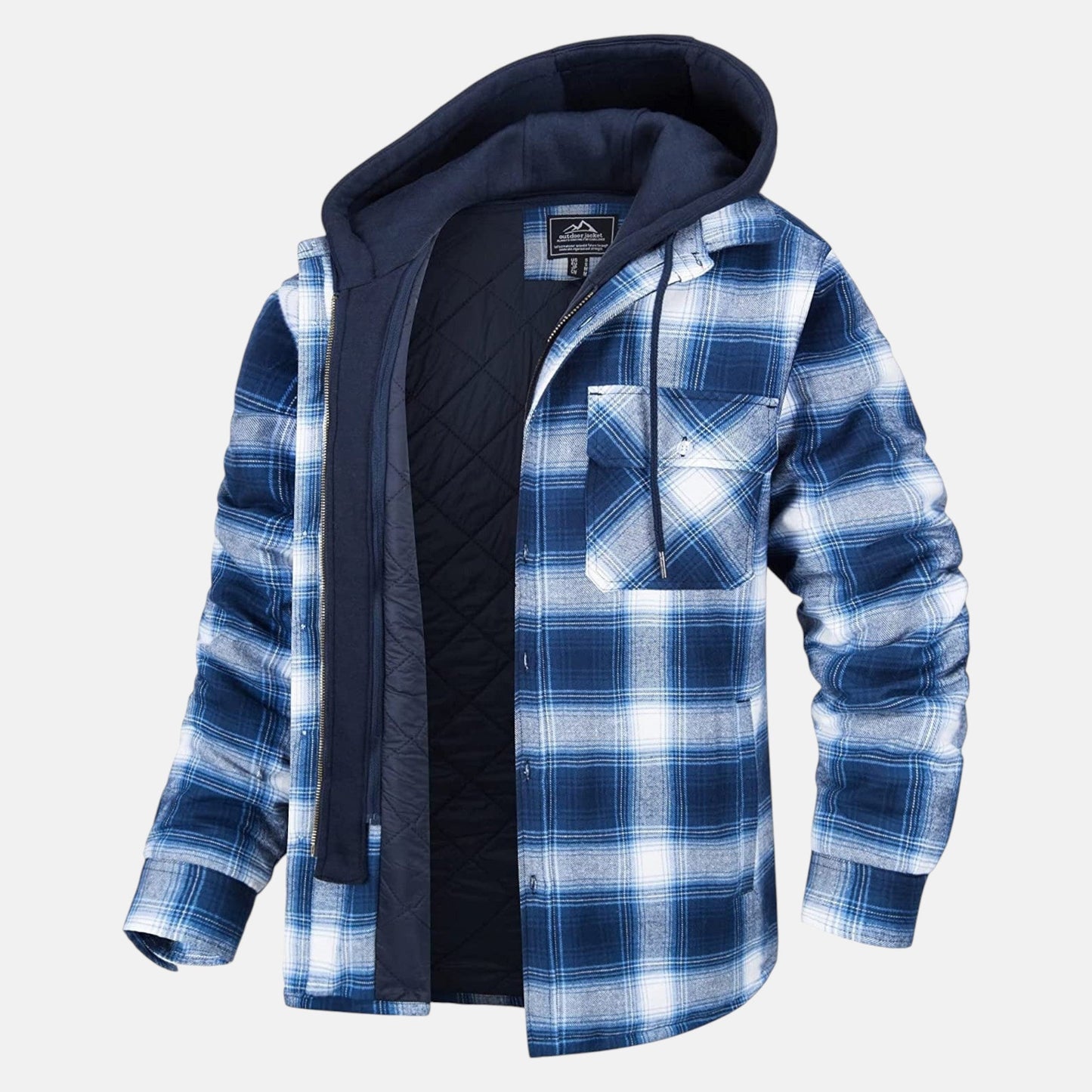 Chaqueta Hombre Franela Capucha Desmontable Forro Algodón Acolchado