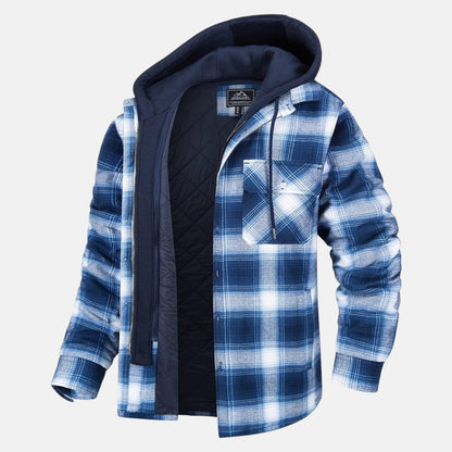 Chaqueta Hombre Franela Capucha Desmontable Forro Algodón Acolchado