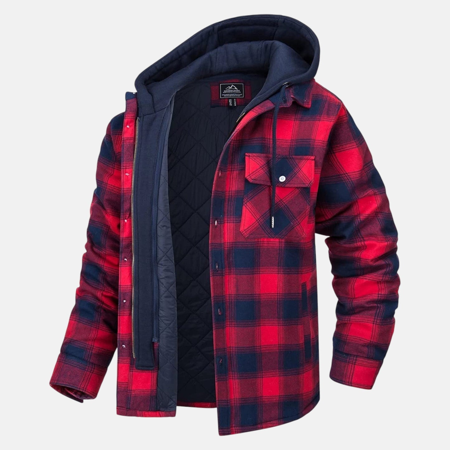 Chaqueta Hombre Franela Capucha Desmontable Forro Algodón Acolchado