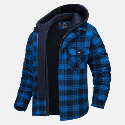 Chaqueta Hombre Franela Capucha Desmontable Forro Algodón Acolchado