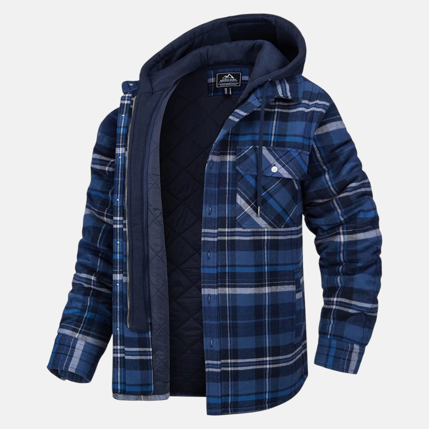 Chaqueta Hombre Franela Capucha Desmontable Forro Algodón Acolchado