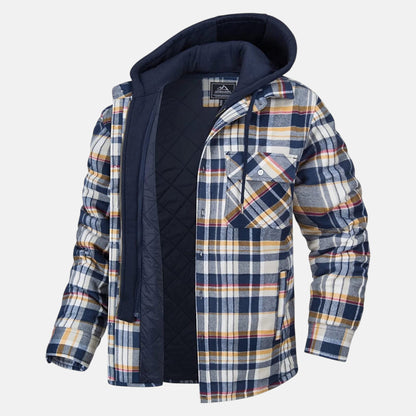 Chaqueta Hombre Franela Capucha Desmontable Forro Algodón Acolchado