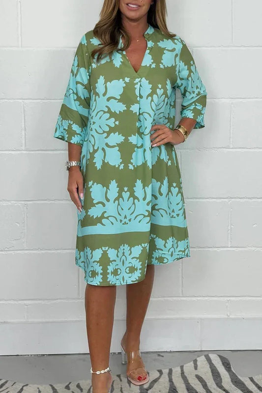 Vestido Mujer Ligero Estampado Manga Amplia Primavera - Mavetta