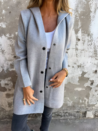 Chaqueta casual mujer con capucha y cierre frontal