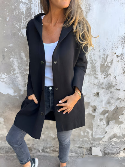 Chaqueta casual mujer con capucha y cierre frontal