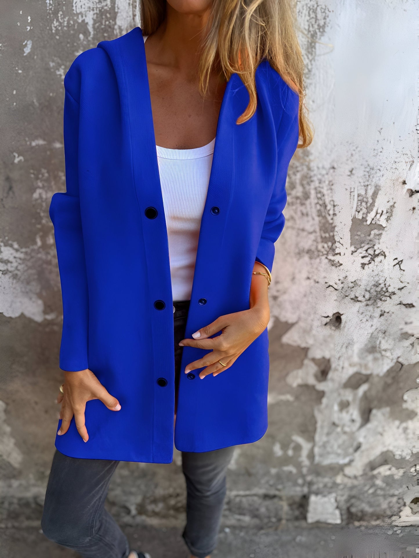 Chaqueta casual mujer con capucha y cierre frontal