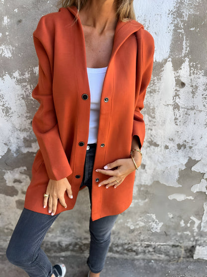 Chaqueta casual mujer con capucha y cierre frontal