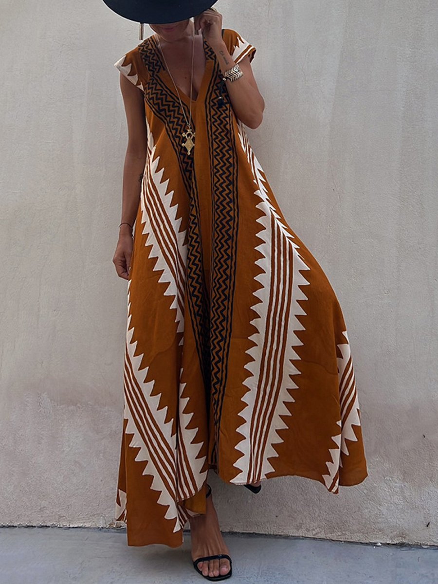 Vestido maxi mujer escote profundo mangas amplias