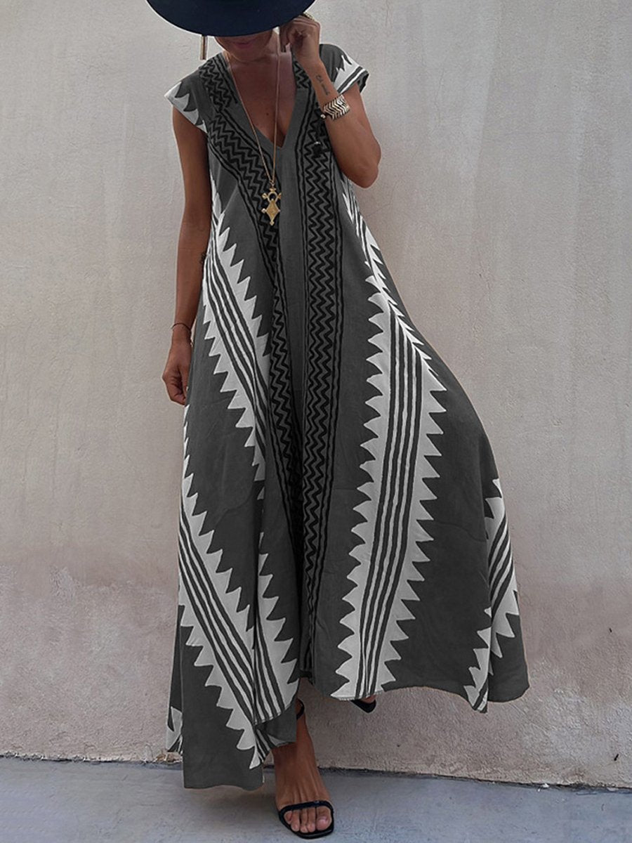 Vestido maxi mujer escote profundo mangas amplias