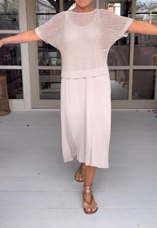 Conjunto Mujer Vestido y Blusa Calados Estilo Casual