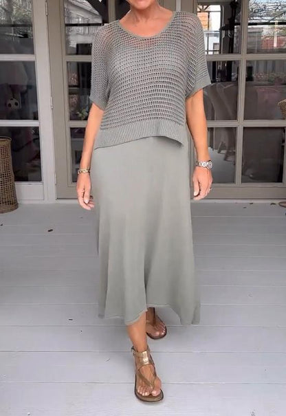 Conjunto Mujer de Vestido y Blusa Ligera Estilo Casual