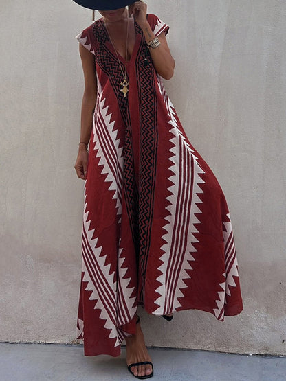 Vestido maxi mujer escote profundo mangas amplias