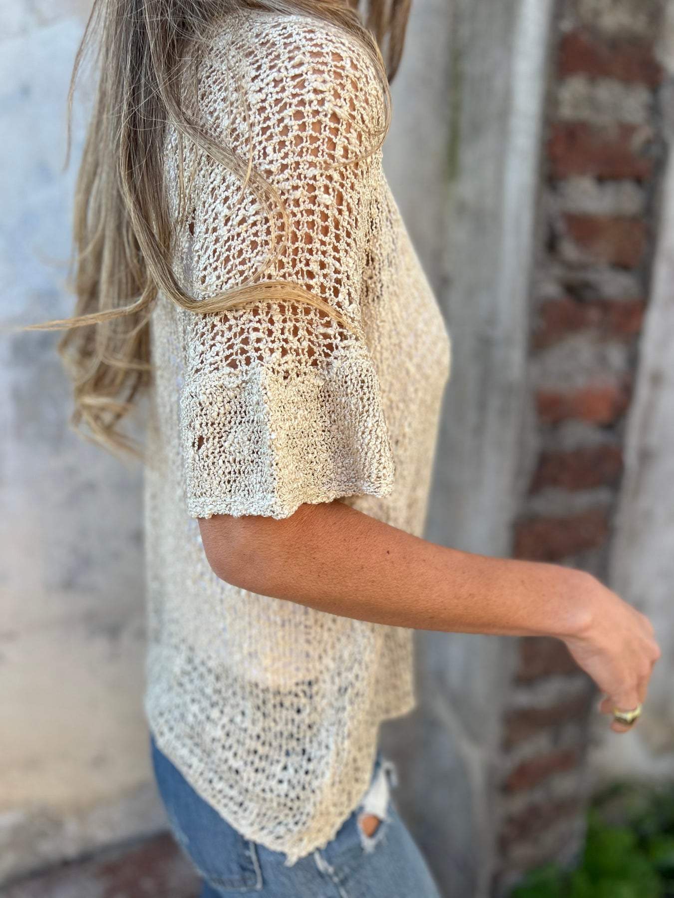 Blusa Mujer Tejida Escote en V Estilo Verano Ligera