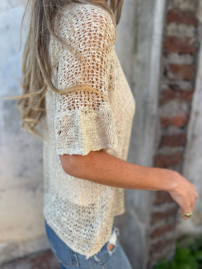 Blusa Mujer Tejida Escote en V Estilo Verano Ligera