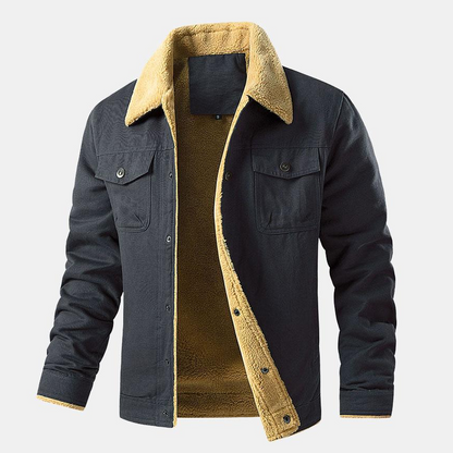 Chaqueta Hombre con Forro de Sherpa y Cierre de Botones