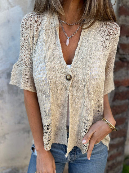 Blusa Mujer Tejida Escote en V Estilo Verano Ligera - Mavetta