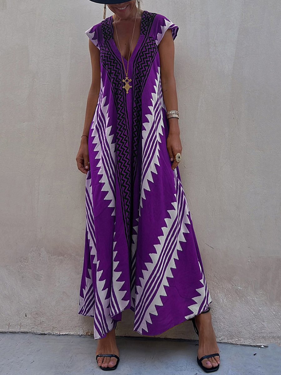 Vestido maxi mujer escote profundo mangas amplias