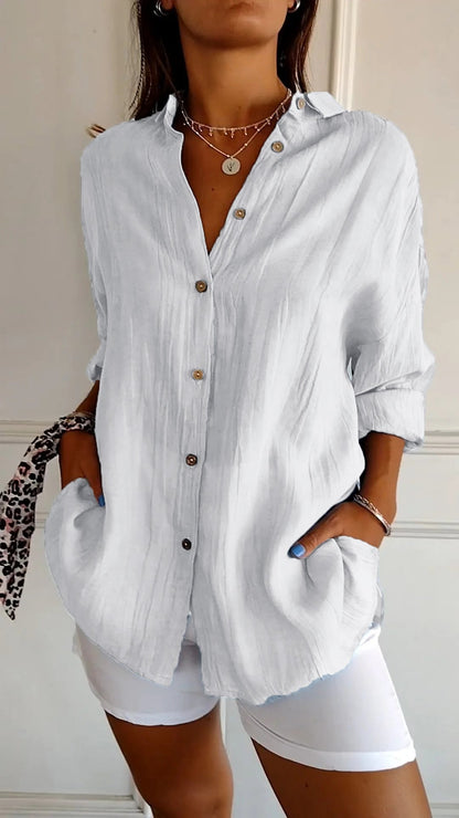 Camisa casual mujer de botones ajuste regular