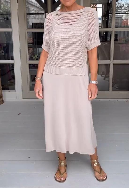 Conjunto Mujer Vestido y Blusa Calados Estilo Casual - Mavetta