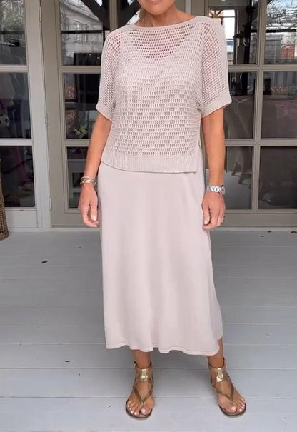Conjunto Mujer Vestido y Blusa Calados Estilo Casual - Mavetta