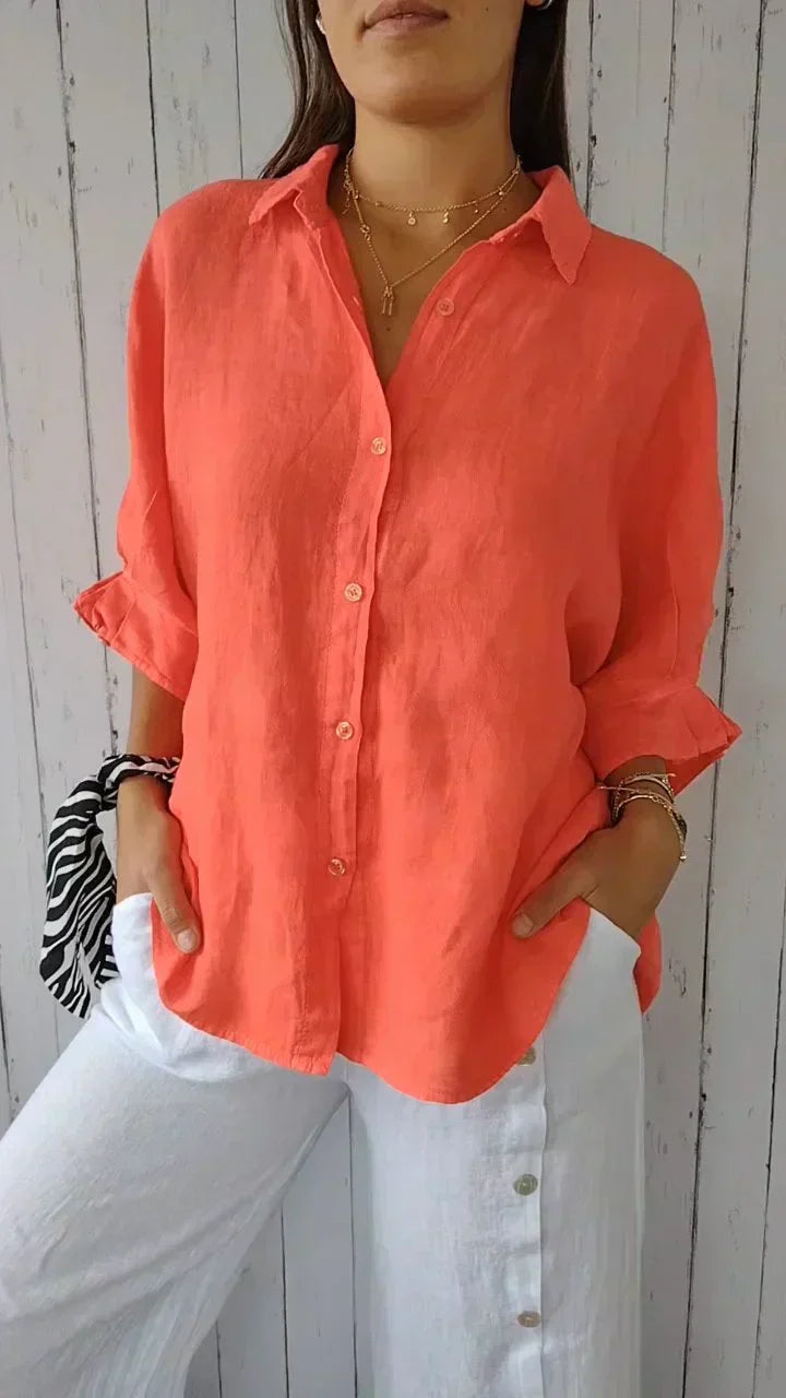 Blusa Mujer Abotonada de Algodón Estilo Clásico