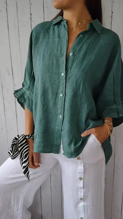 Blusa Mujer Abotonada de Algodón Estilo Clásico