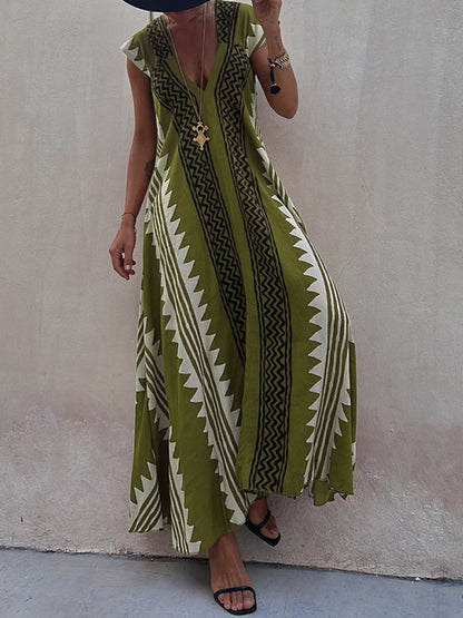 Vestido maxi mujer escote profundo mangas amplias