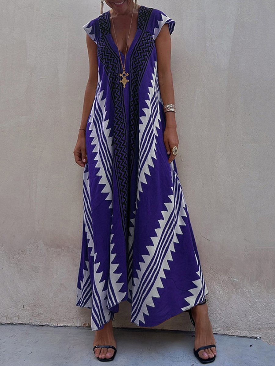 Vestido maxi mujer escote profundo mangas amplias