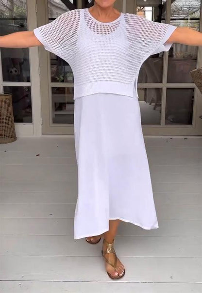 Conjunto Mujer Vestido y Blusa Calados Estilo Casual