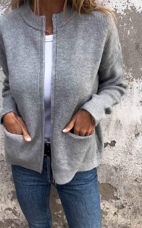 Chaqueta Mujer de Algodón y Piel Sintética con Cremallera - Mavetta