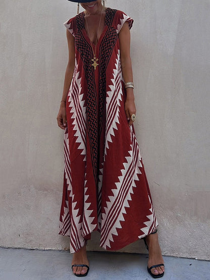 Vestido maxi mujer escote profundo mangas amplias