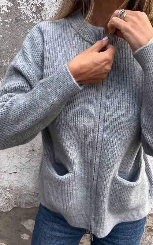 Chaqueta Mujer de Algodón y Piel Sintética con Cremallera