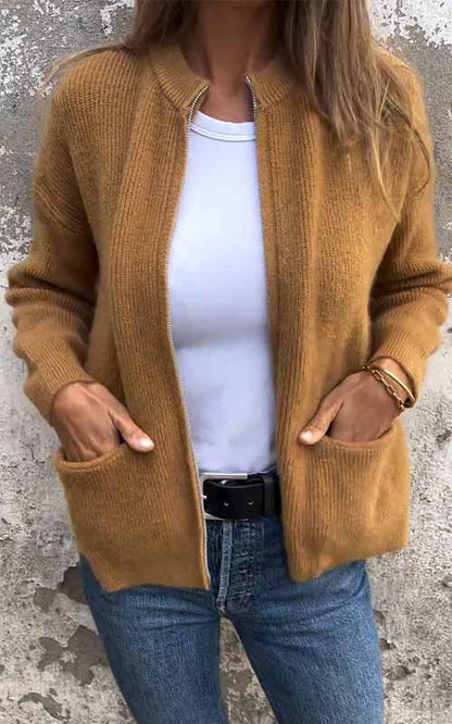Chaqueta Mujer de Algodón y Piel Sintética con Cremallera