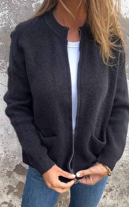 Chaqueta Mujer de Algodón y Piel Sintética con Cremallera