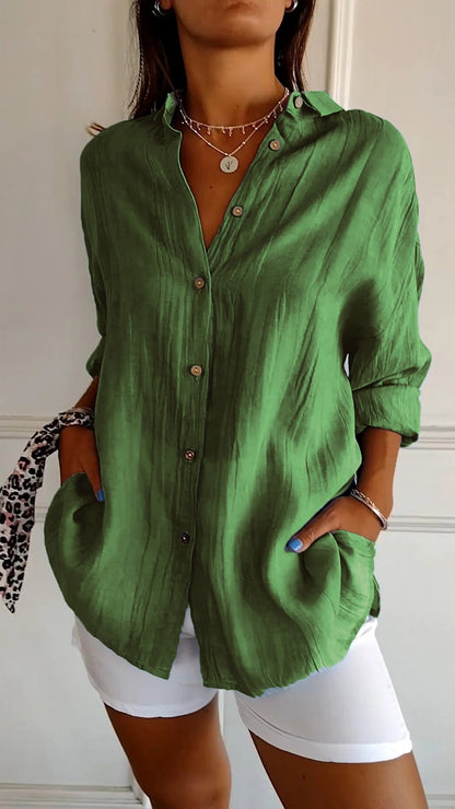 Camisa casual mujer de botones ajuste regular