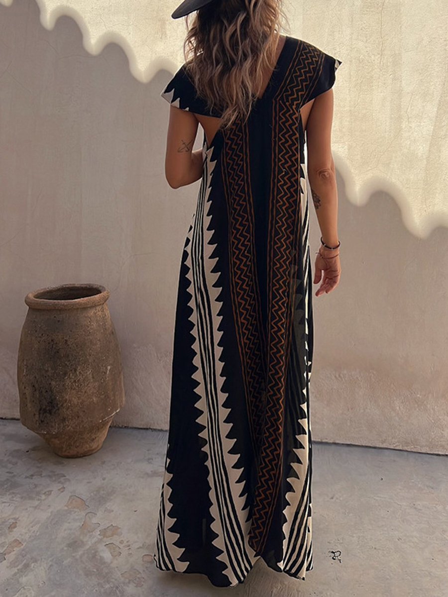 Vestido maxi mujer escote profundo mangas amplias