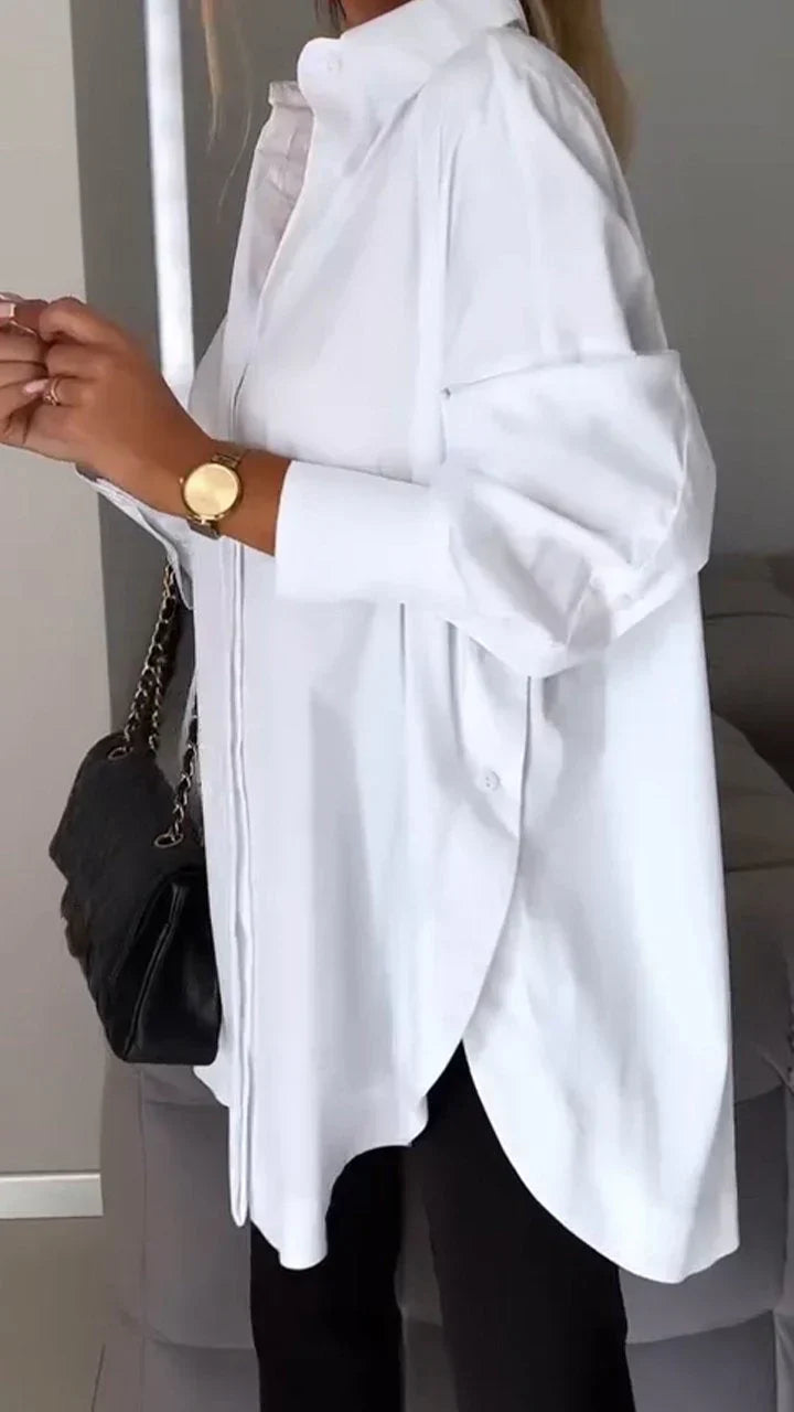 Blusa Mujer de Algodón Oversized con Cierre de Botones