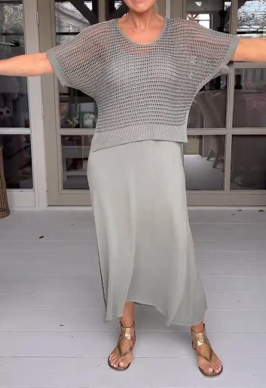 Conjunto Mujer Vestido y Blusa Calados Estilo Casual
