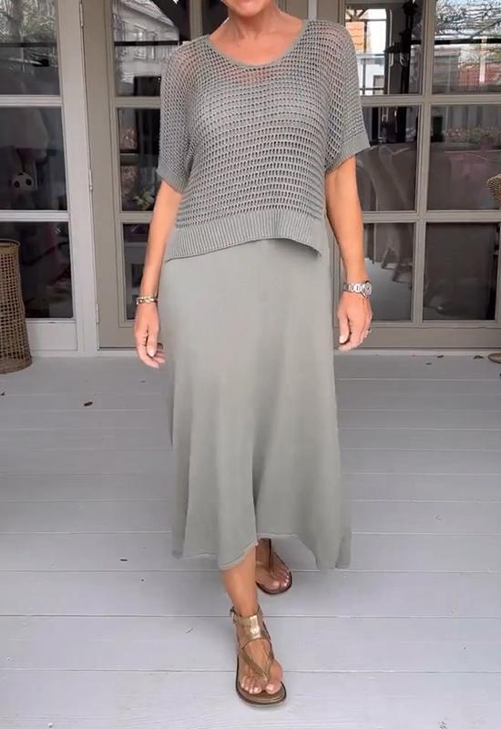 Conjunto Mujer Vestido y Blusa Calados Estilo Casual
