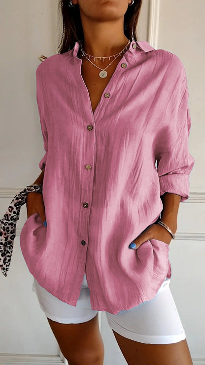 Camisa casual mujer de botones ajuste regular