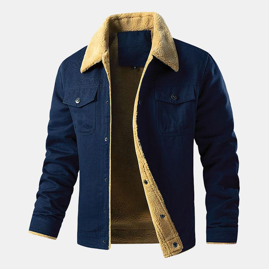 Chaqueta Hombre con Forro de Sherpa y Cierre de Botones
