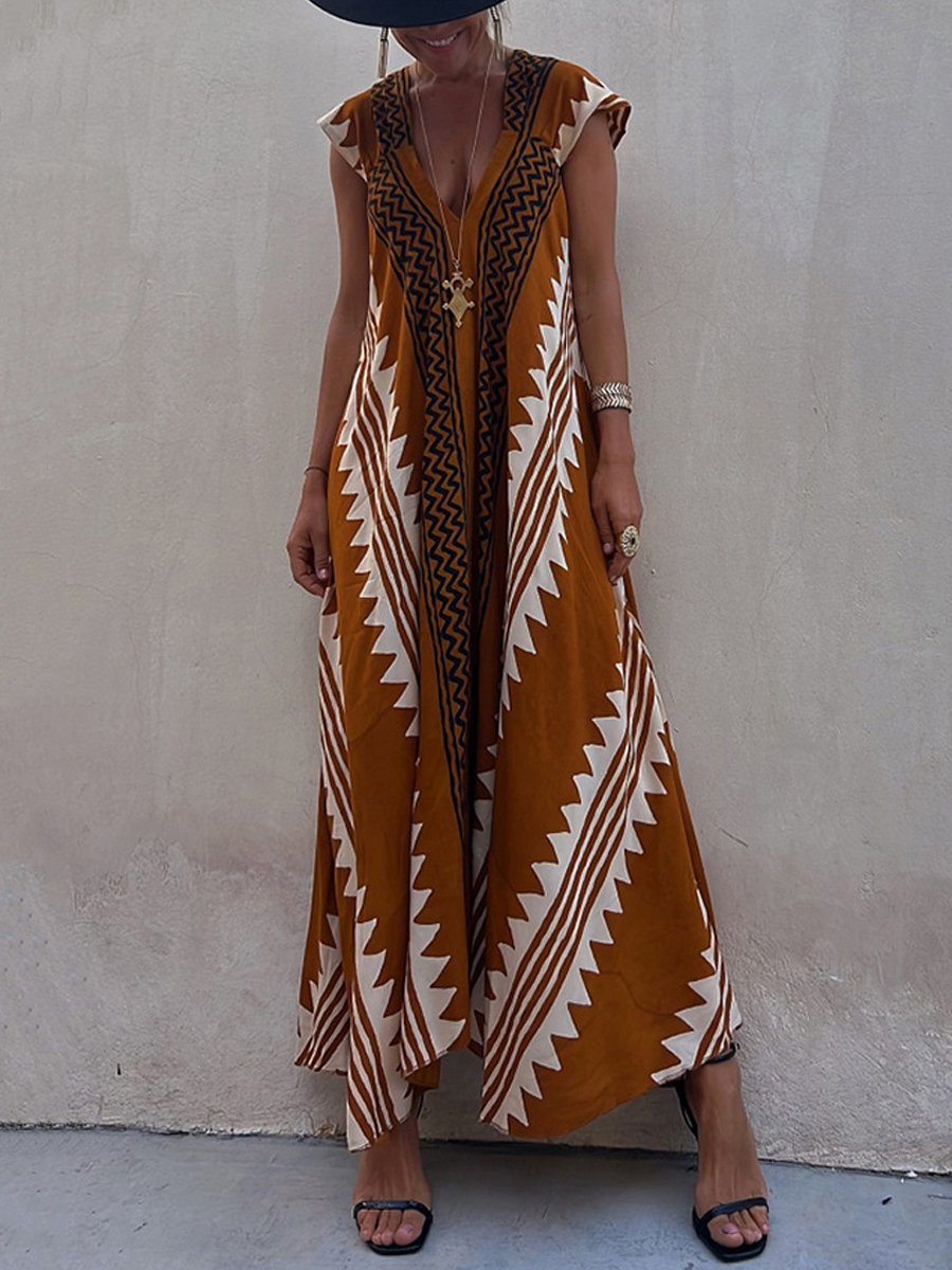 Vestido maxi mujer escote profundo mangas amplias