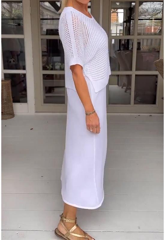 Conjunto Mujer Vestido y Blusa Calados Estilo Casual