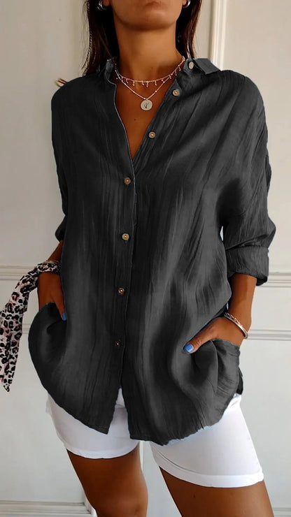 Camisa casual mujer de botones ajuste regular